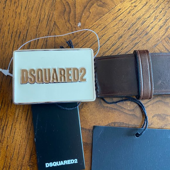 Brand New With Tags DSQUARED2 Plaque Leather Men's Belt - Picture 2 of 12